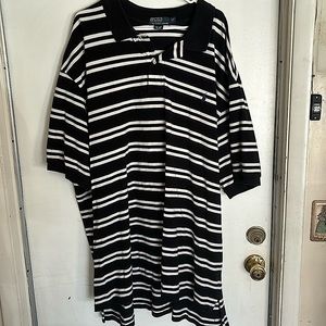 Black & white striped polo